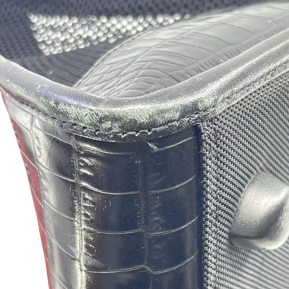 brighton black faux crocodile skin and red cloth pet carrier